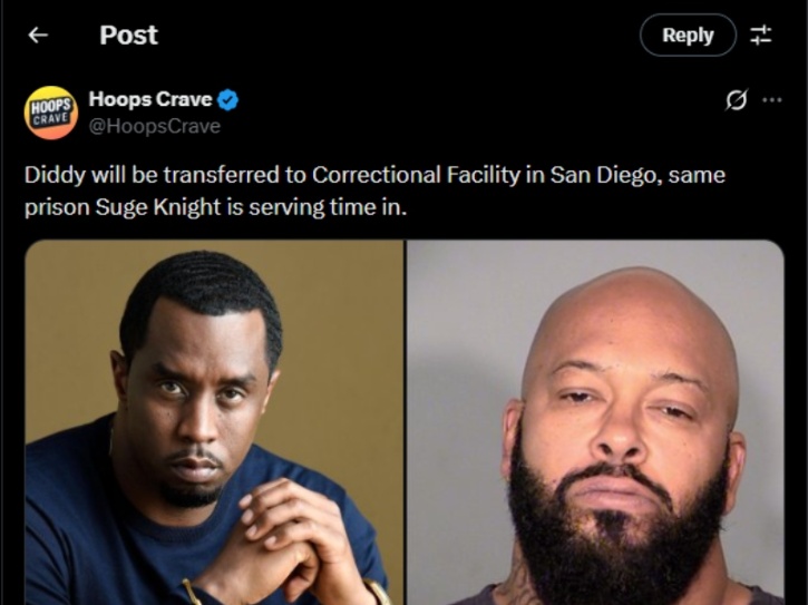 Is Diddy transferring to San Diego correctional facility with Suge ...