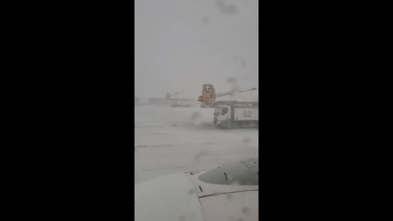Heavy snowfall disrupts Calgary airport in Alberta, Canada