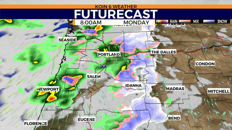 Monday weather: Rain around Portland metro, snow in the Cascade Mountains