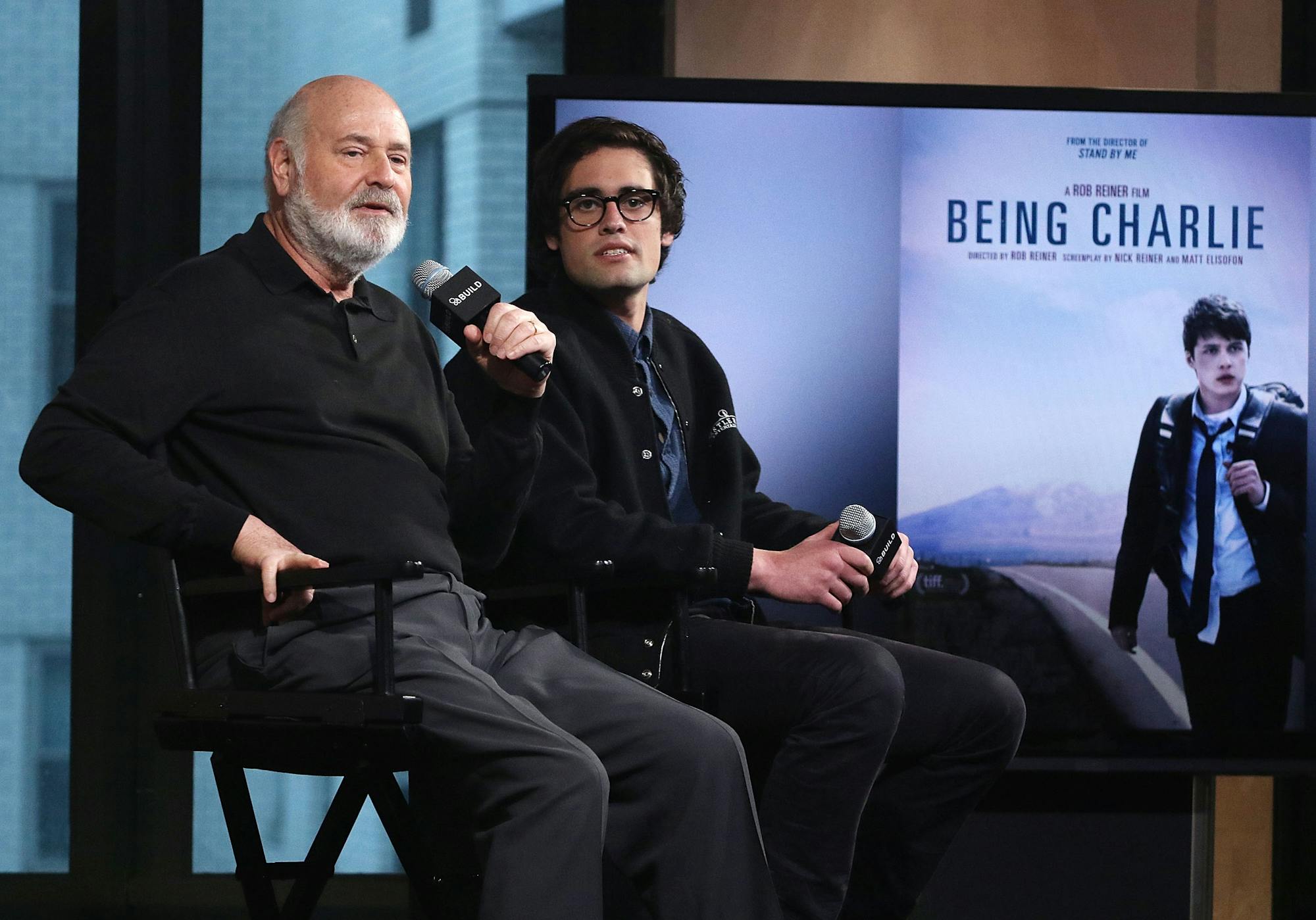 Rob Reiner and his son Nick, seen in 2016 speaking about ‘Being Charlie,’ the movie about a young man’s struggle with substance use that they made together.