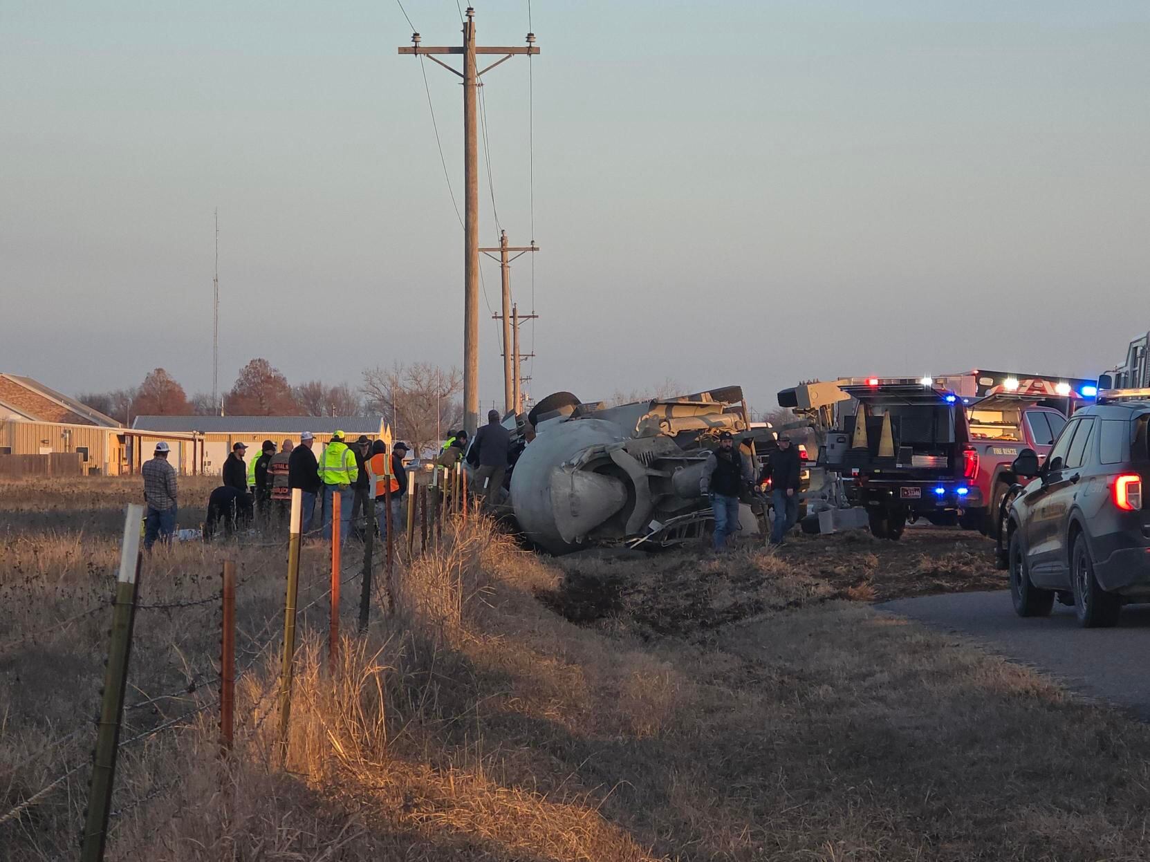 One injured in concrete truck rollover