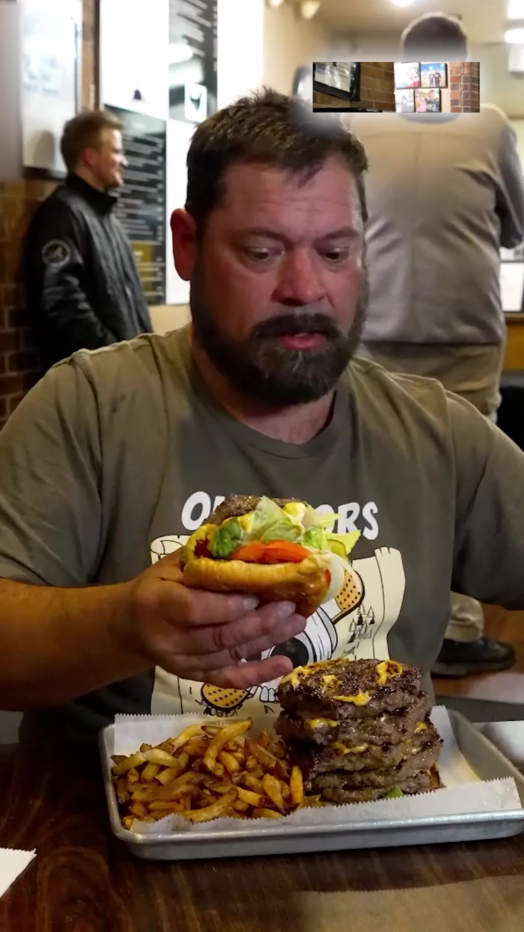 Eating a large BBQ burger in under 5 minutes