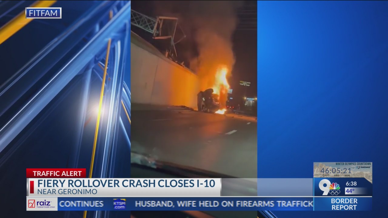 Fiery rollover crash on I-10 near Geronimo sends 3 to hospital