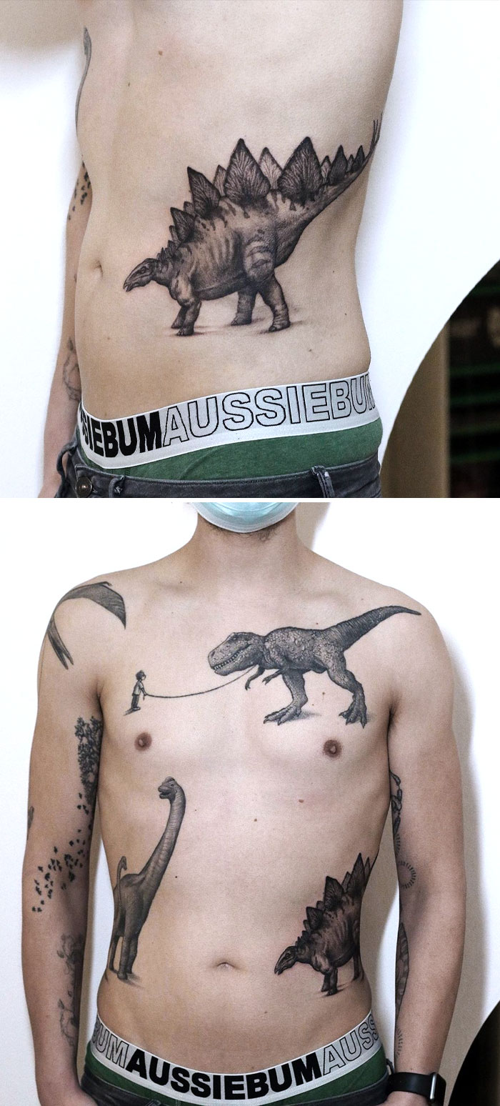48 Times People Had A Cool Dinosaur Tattoo Idea And It Got Executed Perfectly