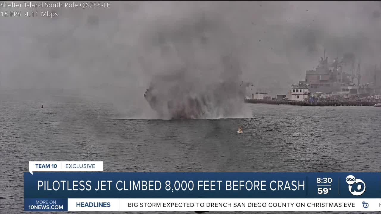 Jet climbed 8,000 feet after pilots ejected before crashing into San Diego Bay<br><br>