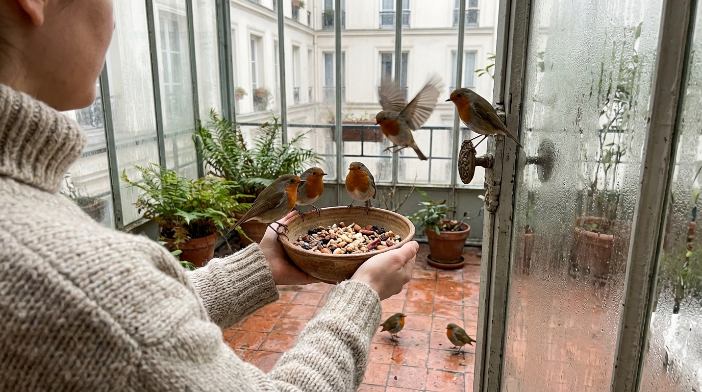 Elle reçoit la même famille de rouges-gorges chaque matin : cette ...