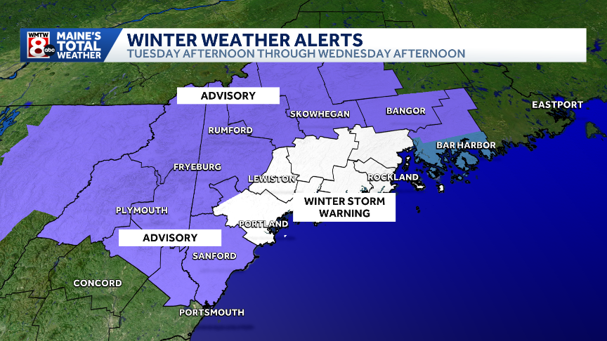 Winter storm warning issued for Midcoast Maine and Cumberland County