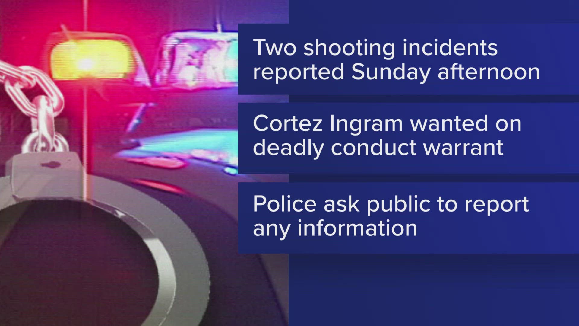Longview police seek suspect in two shooting incidents Sunday