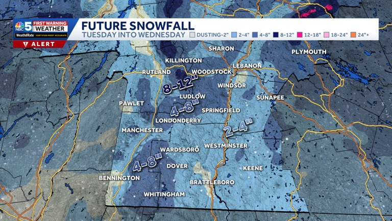 Slippery travel in Vermont, New York Tuesday with widespread snow expected