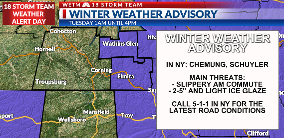 Alert: Winter weather advisory for the Twin Tiers