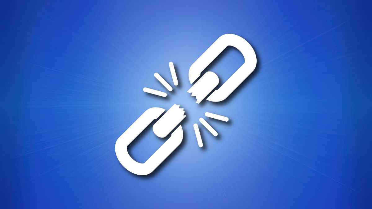 A broken link illustration on a blue background