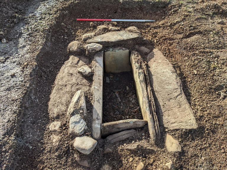 The remains were found by a farmer ploughing a field (Historic Environment Scotland and AOC Archaeology Group/PA) (PA Media)