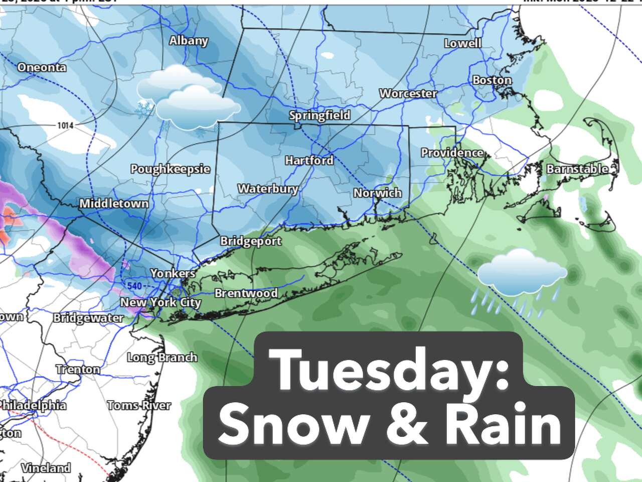 Snow could cause slick roads on Tuesday in Connecticut. Here's how much ...