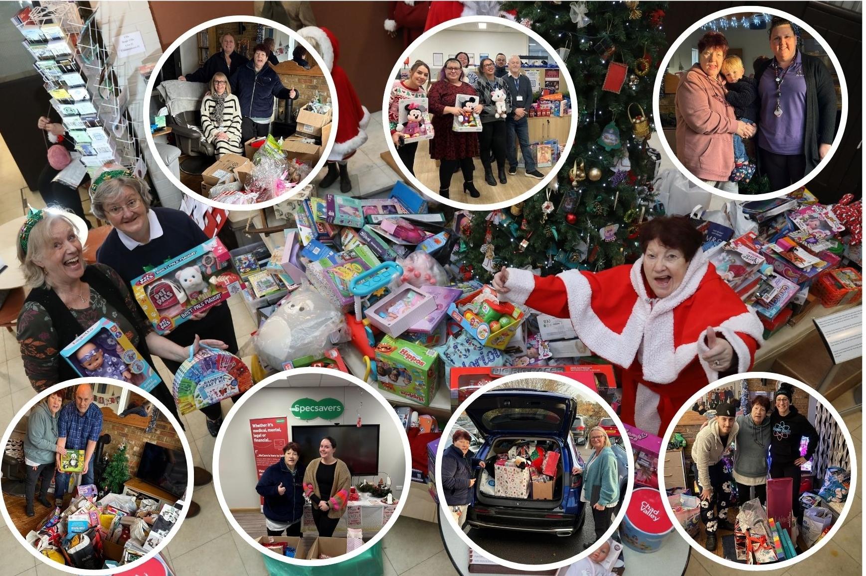 Donating childrens to christmas mother