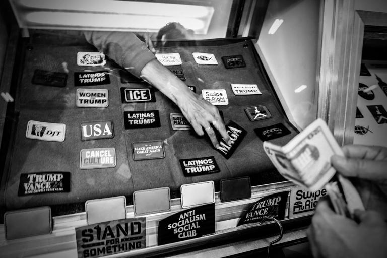 Patches for sale in the exhibit hall. (Mark Peterson for NBC News)