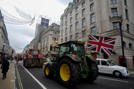 Tractors were driven through London by protesting farmers (PA Wire)