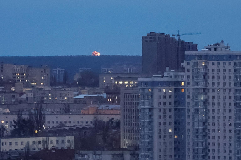 Gleb Garanich/Reuters - PHOTO: A drone explodes during a Russian attack in Kyiv, Ukraine, on Dec. 23, 2025.