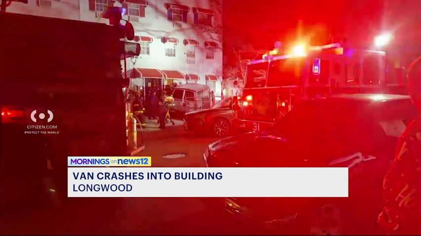 Video shows aftermath of van crashing into building in Longwood