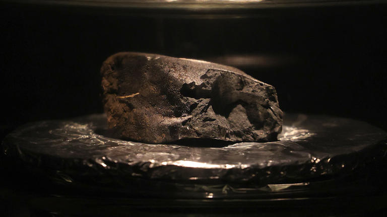 a meteorite on display
