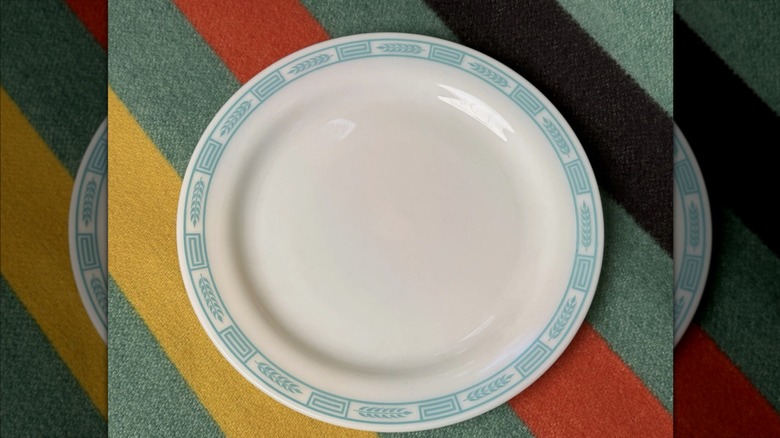 Pyrex vintage Greek key dinner plate
