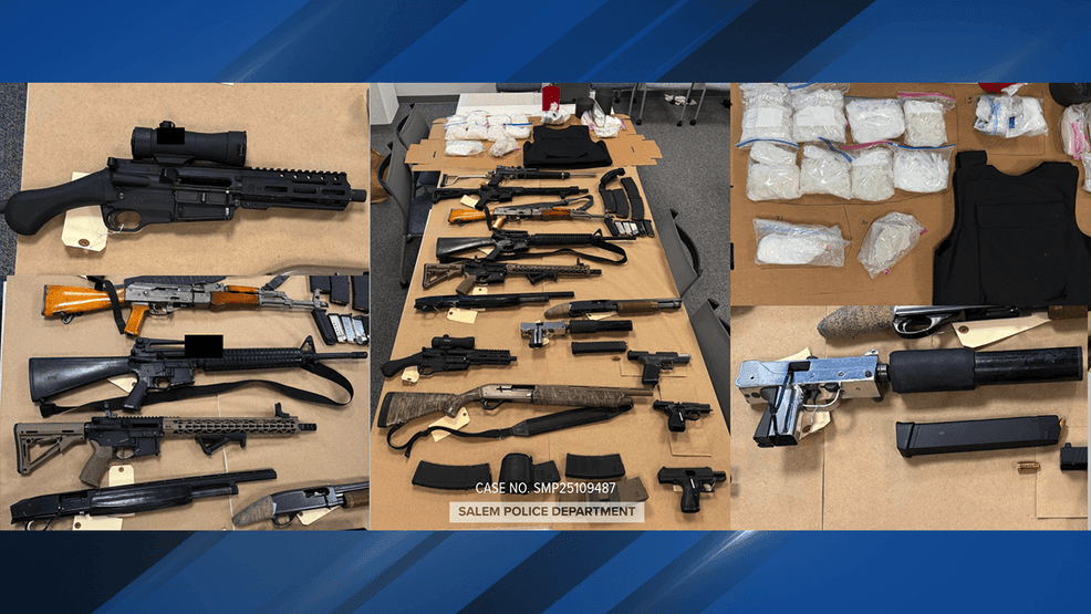 Police find 13 guns, 8 lbs. of meth & other drugs during search of ...