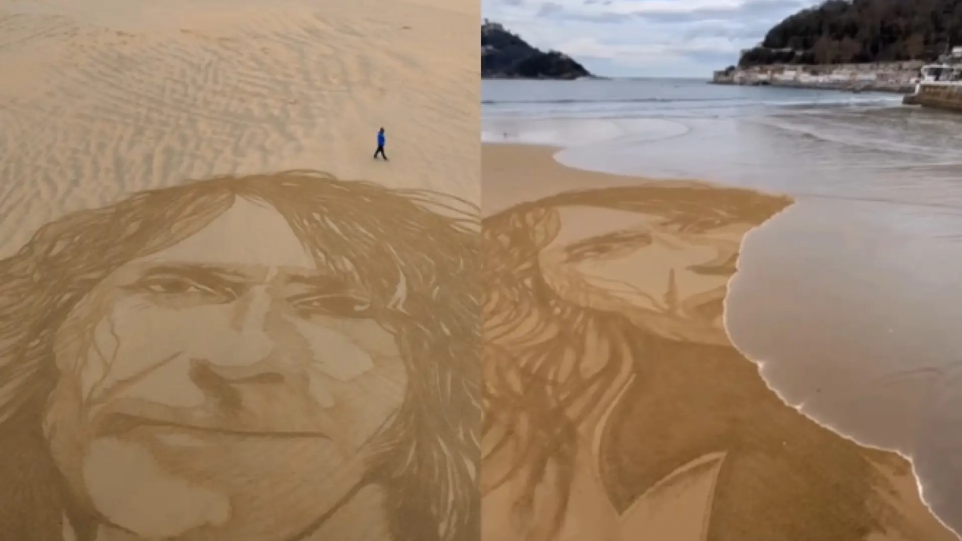 El rostro de Robe Iniesta aparece silueteado en la playa de La Concha ...