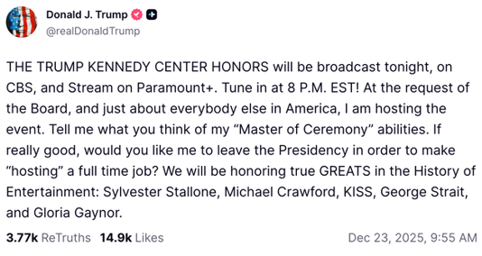 Trump calls it the Trump Kennedy Center 