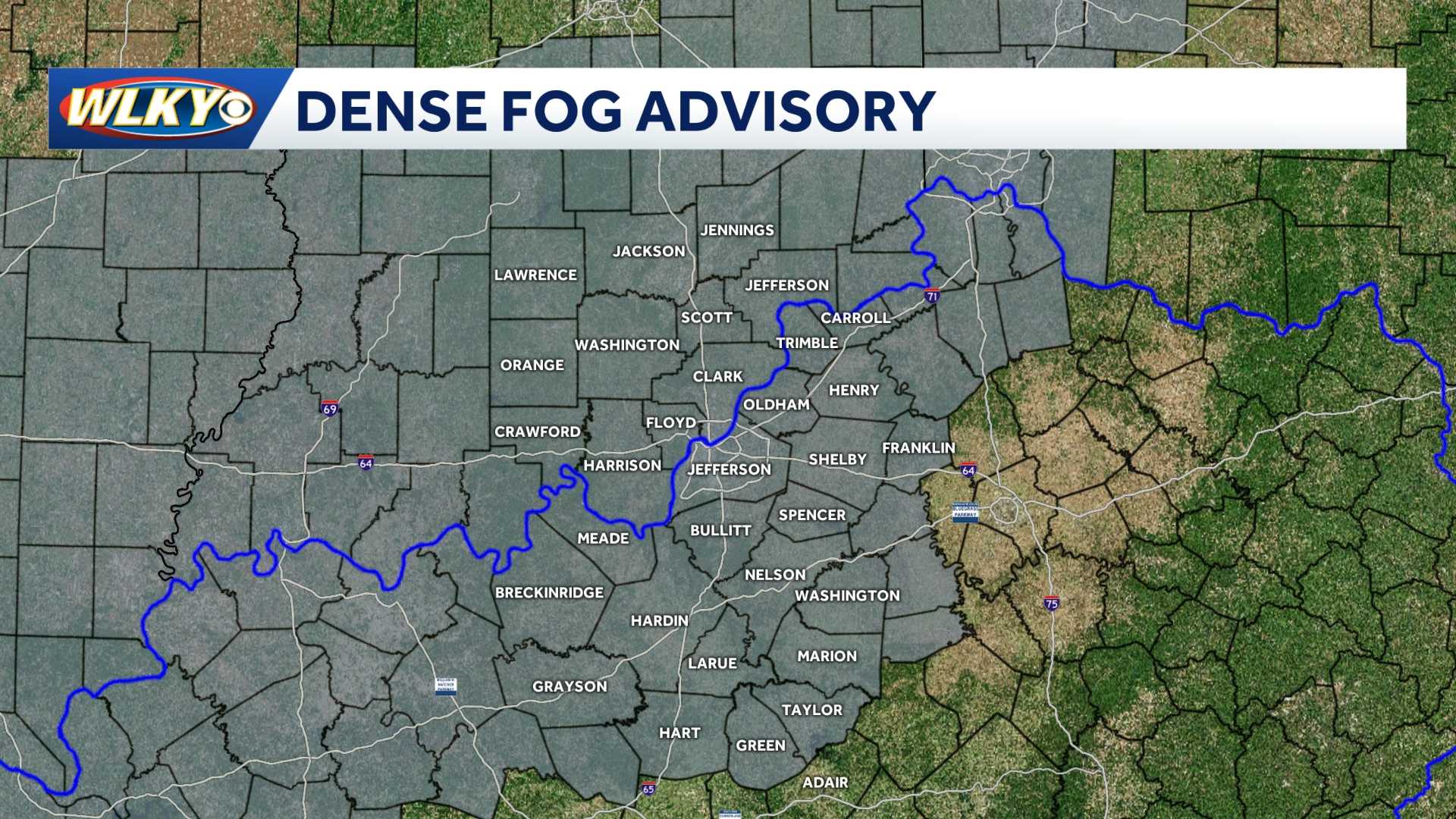 Dense fog advisory for Louisville area Christmas Eve morning