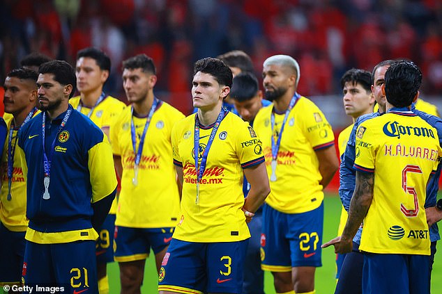 Israel Reyes of Club America reacts after receiving the Runners-up medal following the Torneo Clausura 2025 Liga MX Final second leg match between Toluca and Club America on May 25