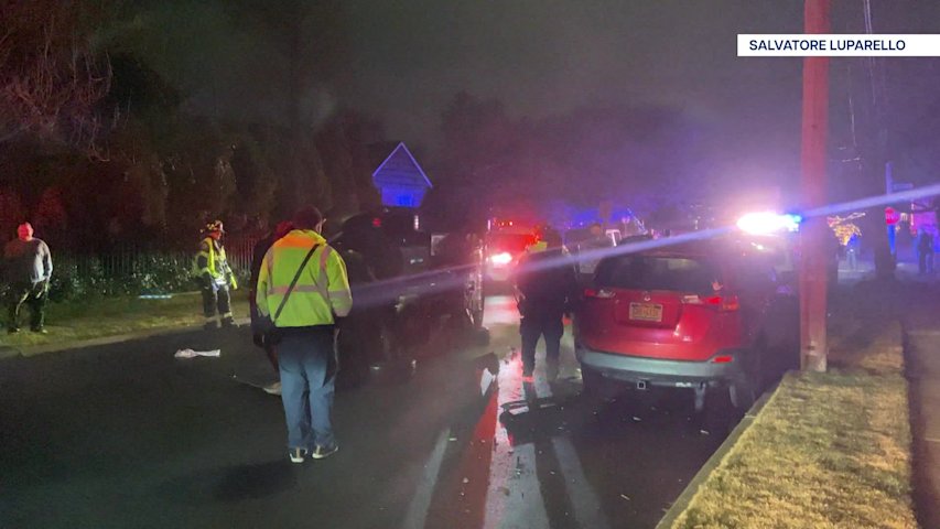 SUV flips on its side after crash in North Bellmore