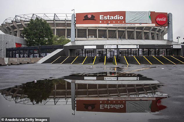 A general view of the Azteca Stadium during the renovation works ahead of the World Cup