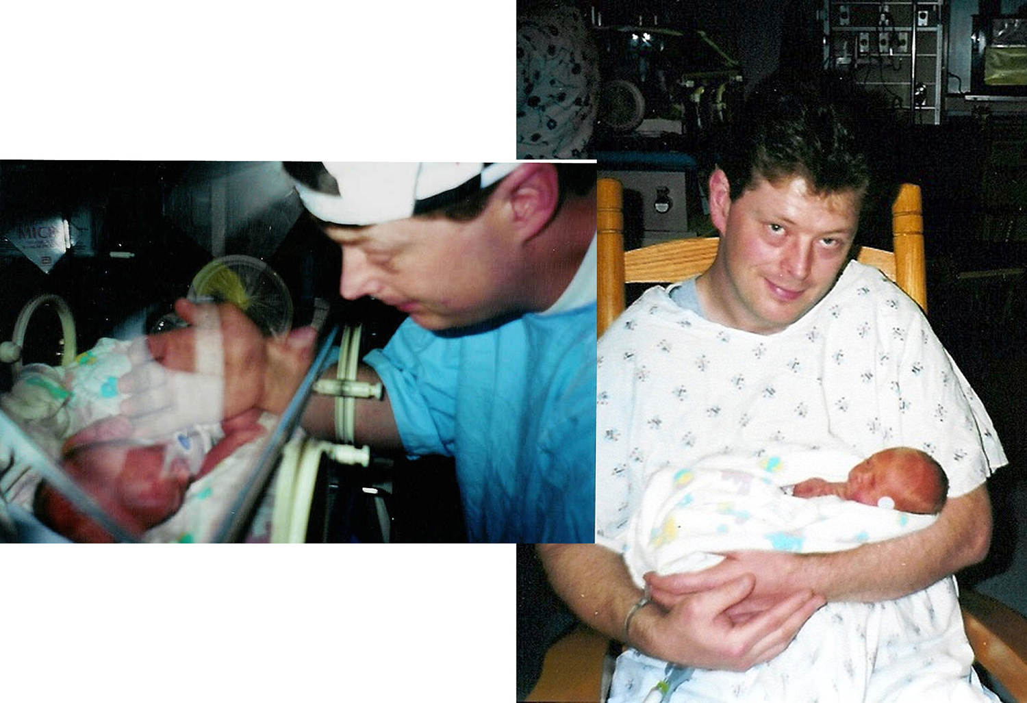 Russell Maze con su hijo, Alex, que nació prematuramente en 1999. (Cortesía de Kaye Maze)