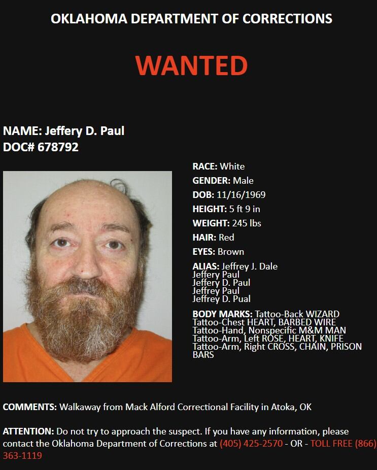 Escaped inmate captured hours after walking away from Oklahoma prison
