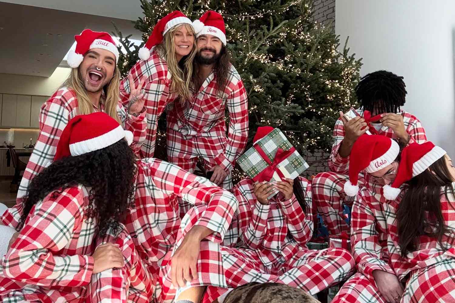 Heidi Klum/Instagram Heidi Klum, Tom Kaulitz and their blended family match in Christmas pajamas