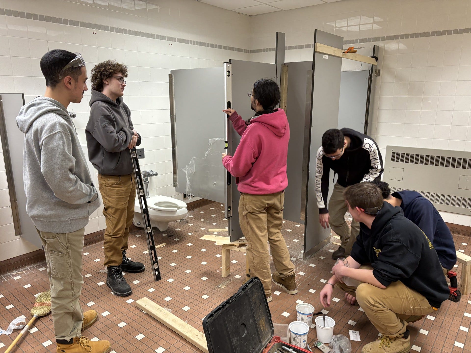 Worcester Tech students work together to give bathrooms a fresh start