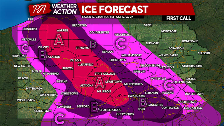 First call snow & ice forecast for Friday's post-Christmas winter storm