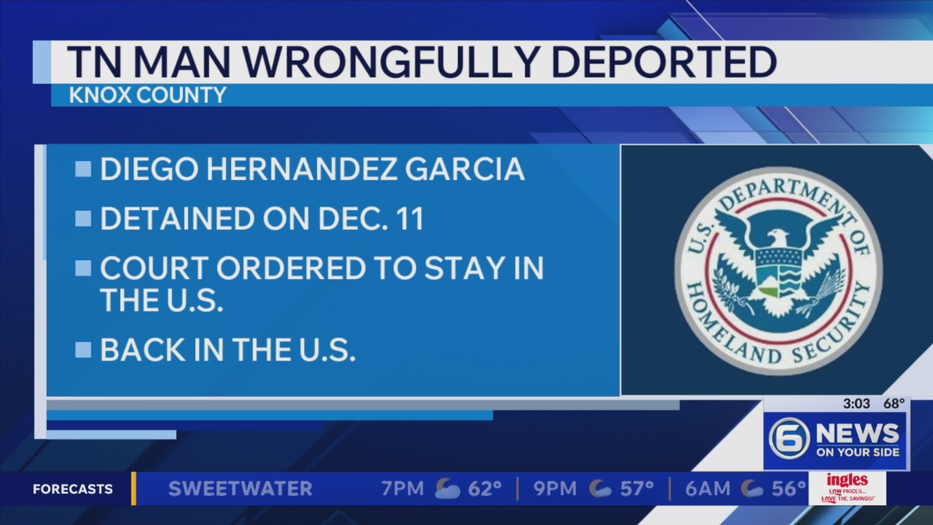 Man detained in Knoxville and wrongfully deported now back in US
