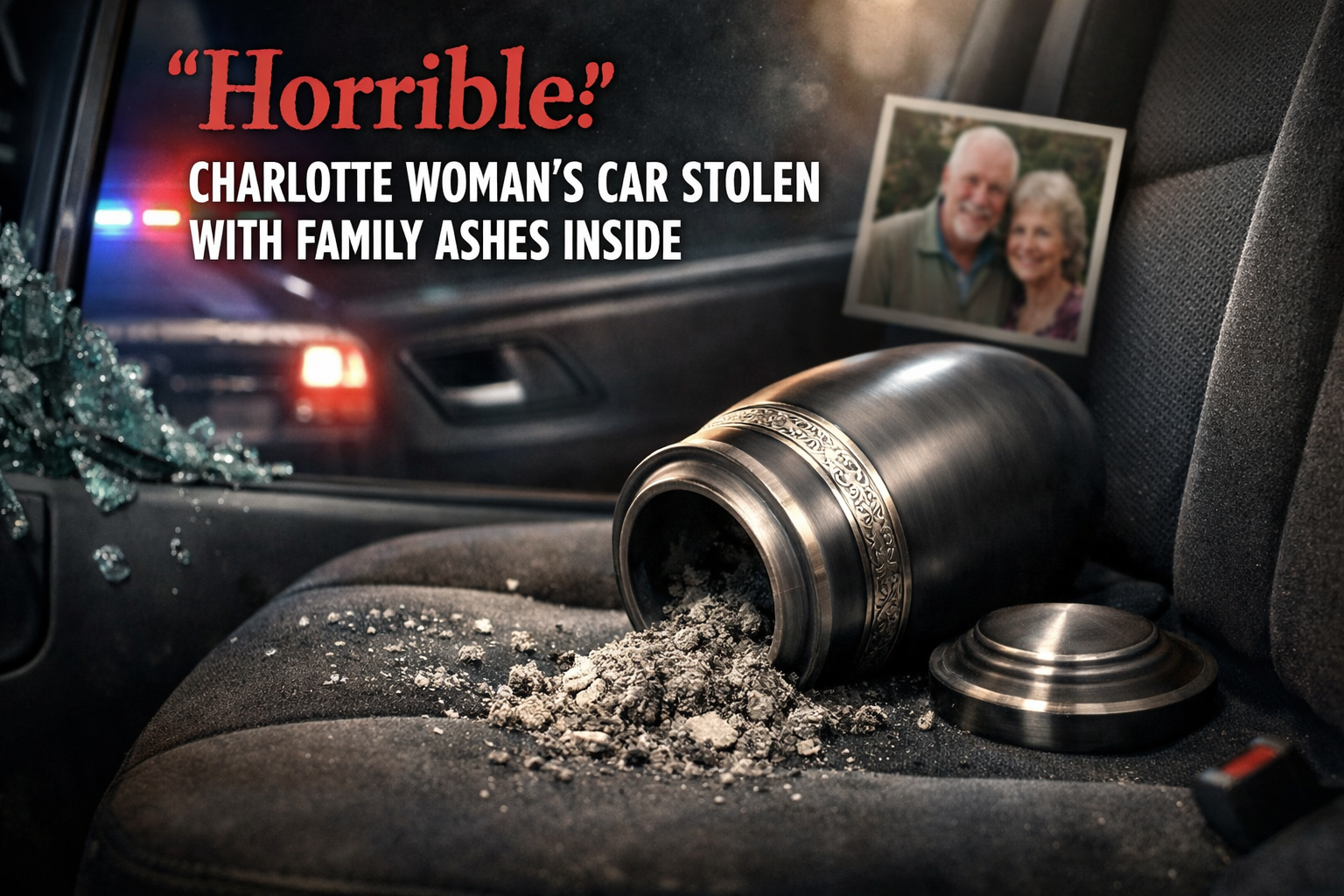 Charlotte woman searches for family ashes after car was stolen