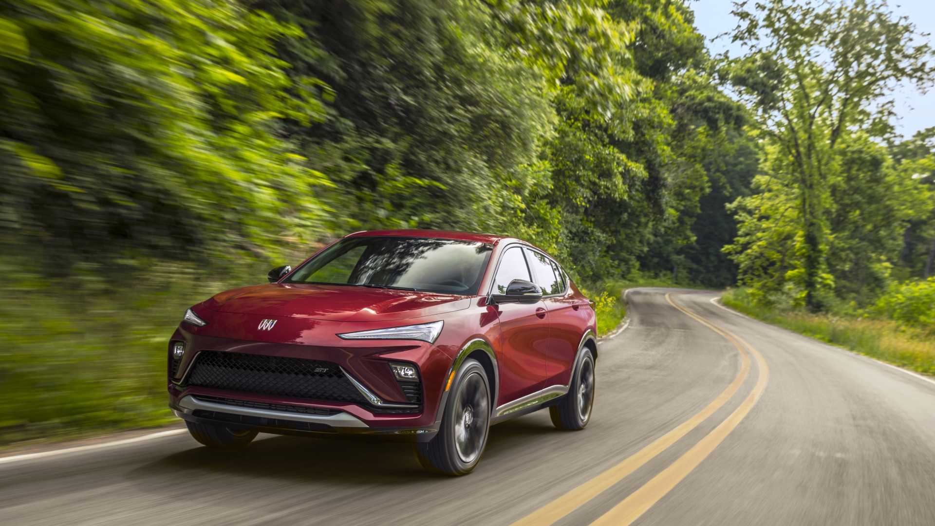 Front 3/4 action shot of a 2024 Buick Envista