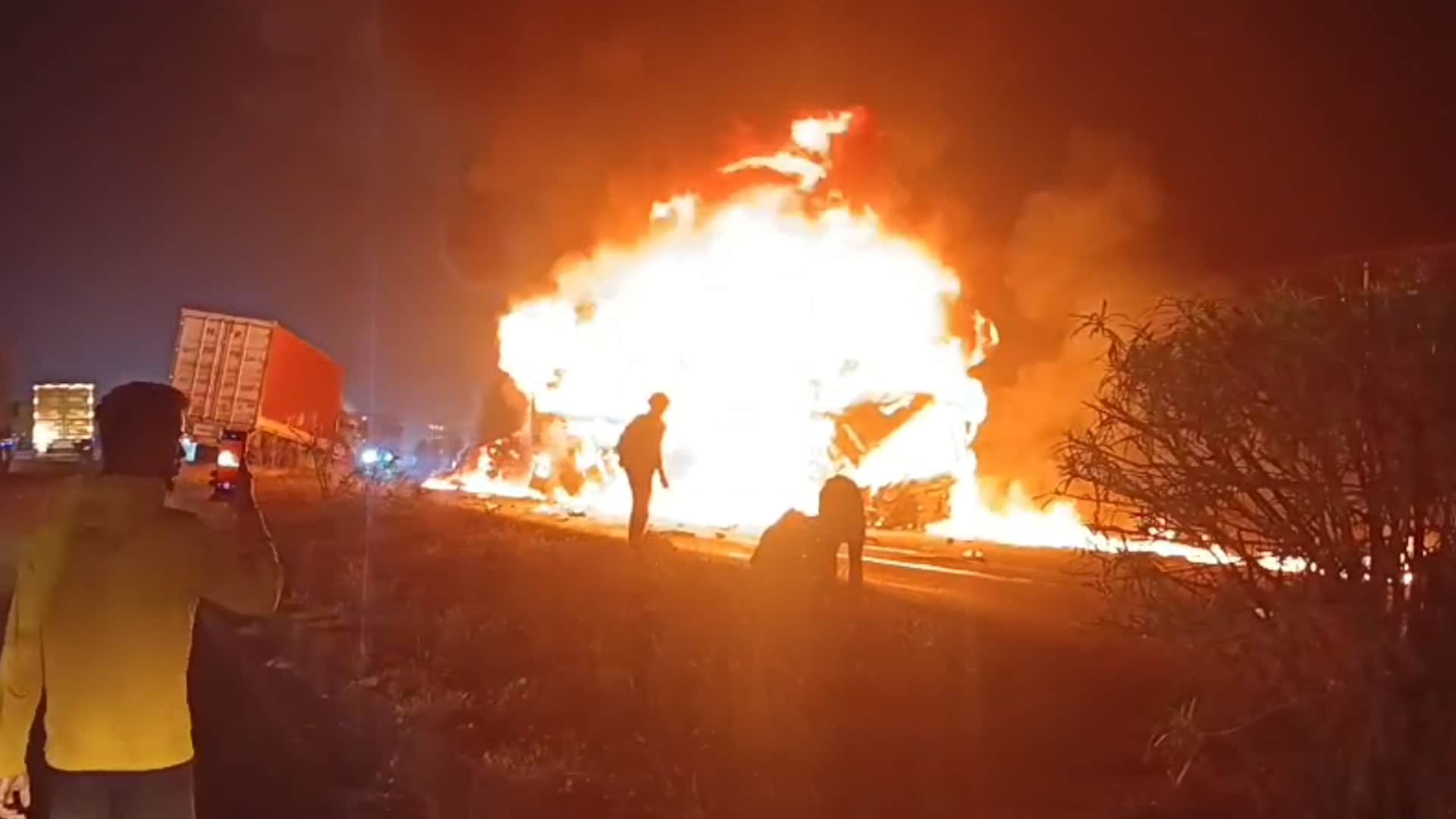 9 killed as bus catches fire after collision with truck in Karnataka
