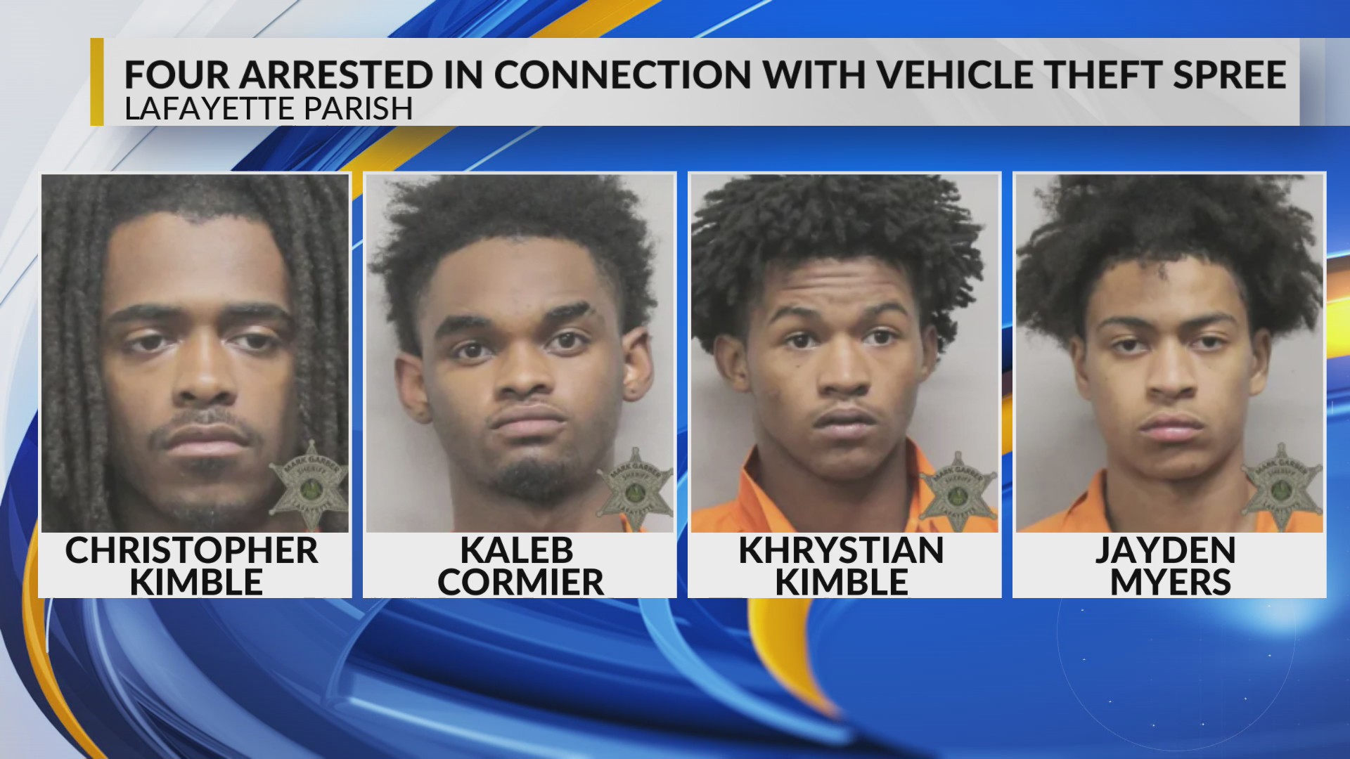 Four arrested in connection with Lafayette Parish vehicle theft spree
