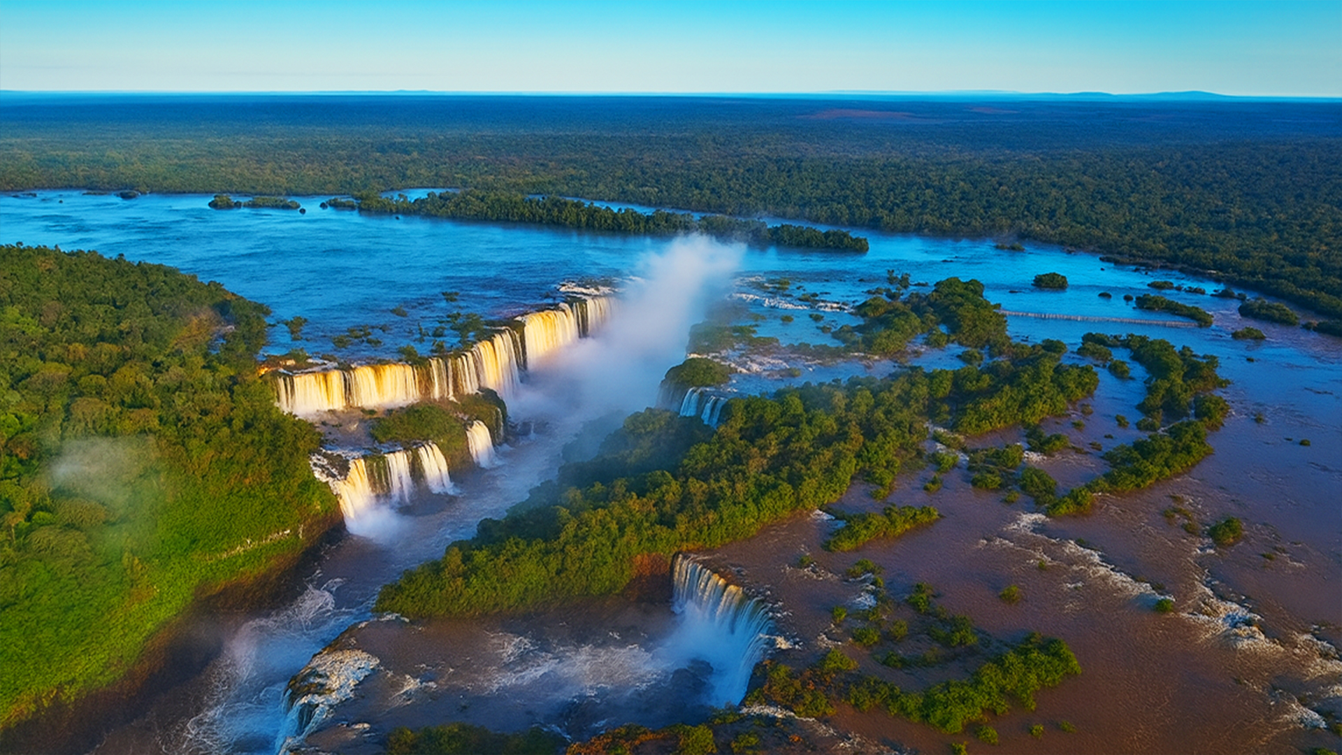 Panoramic views over the mighty Iguazu Falls