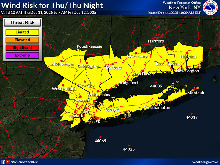 NWS issues wind advisory for Westchester, Putnam Dec 11. See forecast