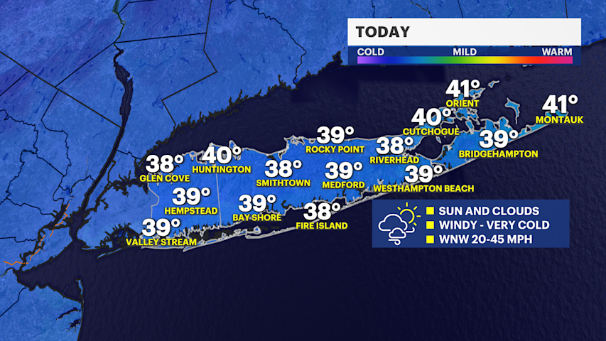 Gusty winds today, cold weather weekend with a chance of snow for Long ...