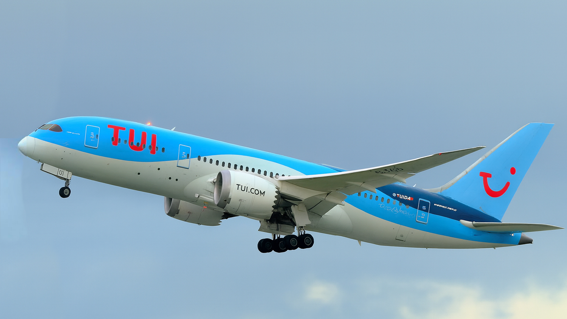 Widebody jet taking off