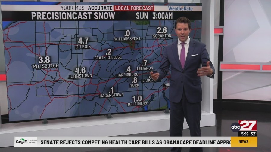 Cold start to the weekend, light snow Saturday night