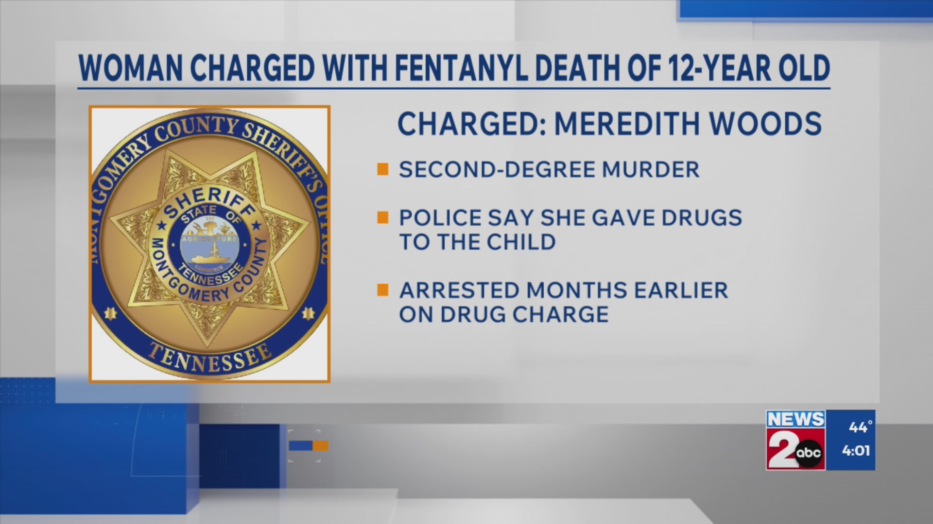 Woman charged with murder after 12-year-old's fentanyl death in Clarksville