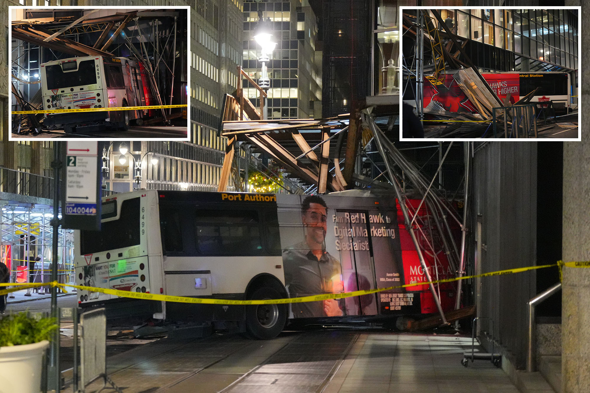 Out-of-control bus plows into Midtown Manhattan building