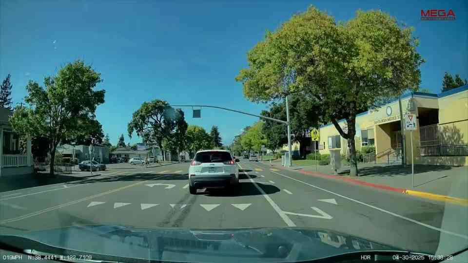 Shocking moment truck cannot stop and smashes into car