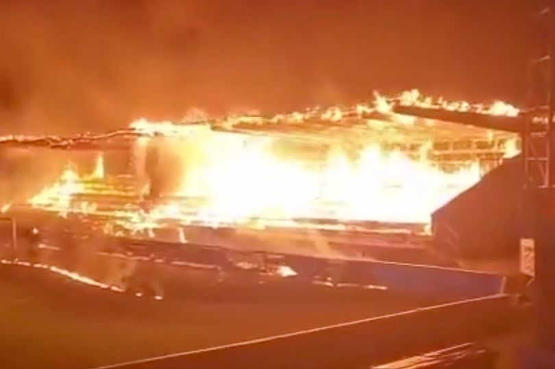 Soccer stadium set ablaze by fans in devastating fire after relegation
